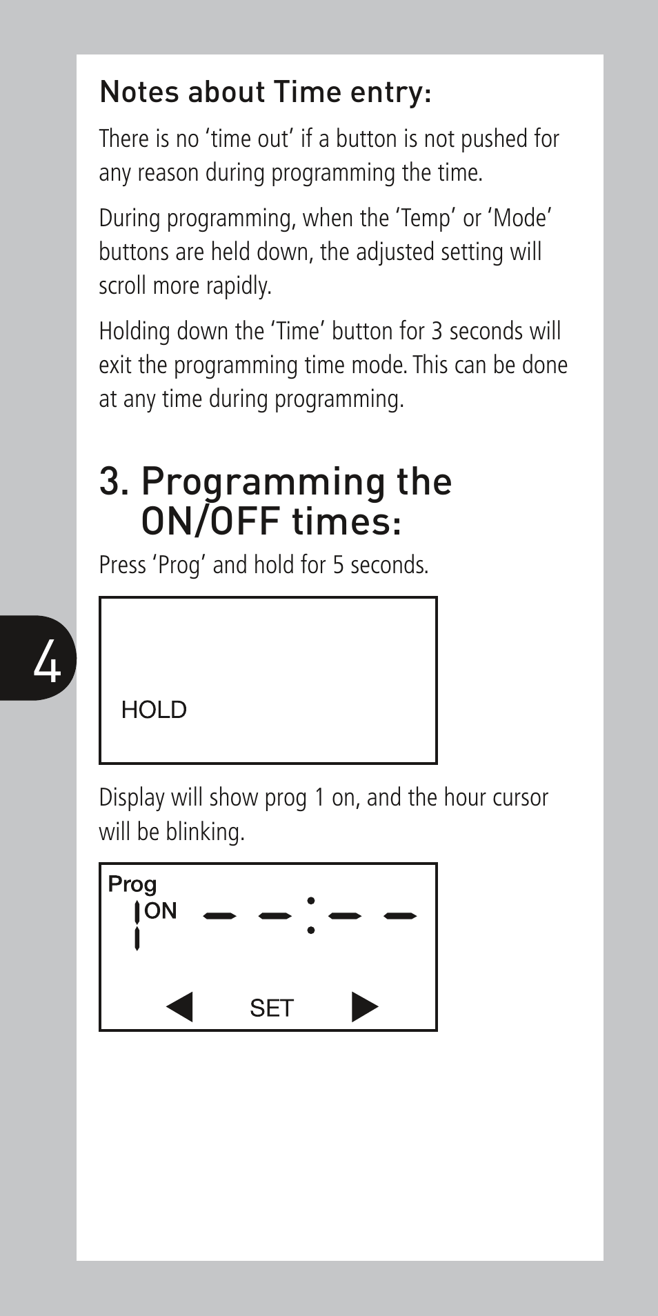 Programming the on/off times | Timeguard TRT05 User Manual | Page 5 / 12