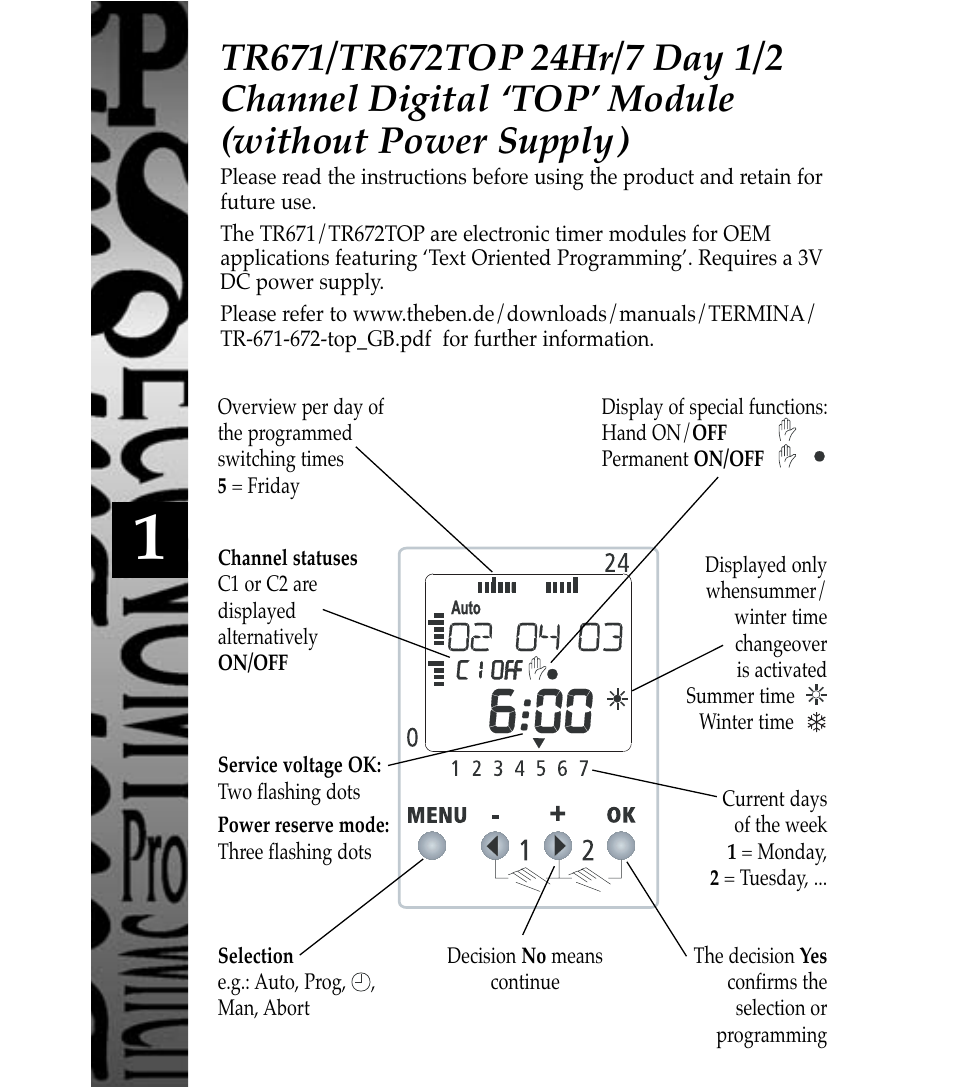 Timeguard TR 672 top User Manual | Page 2 / 12