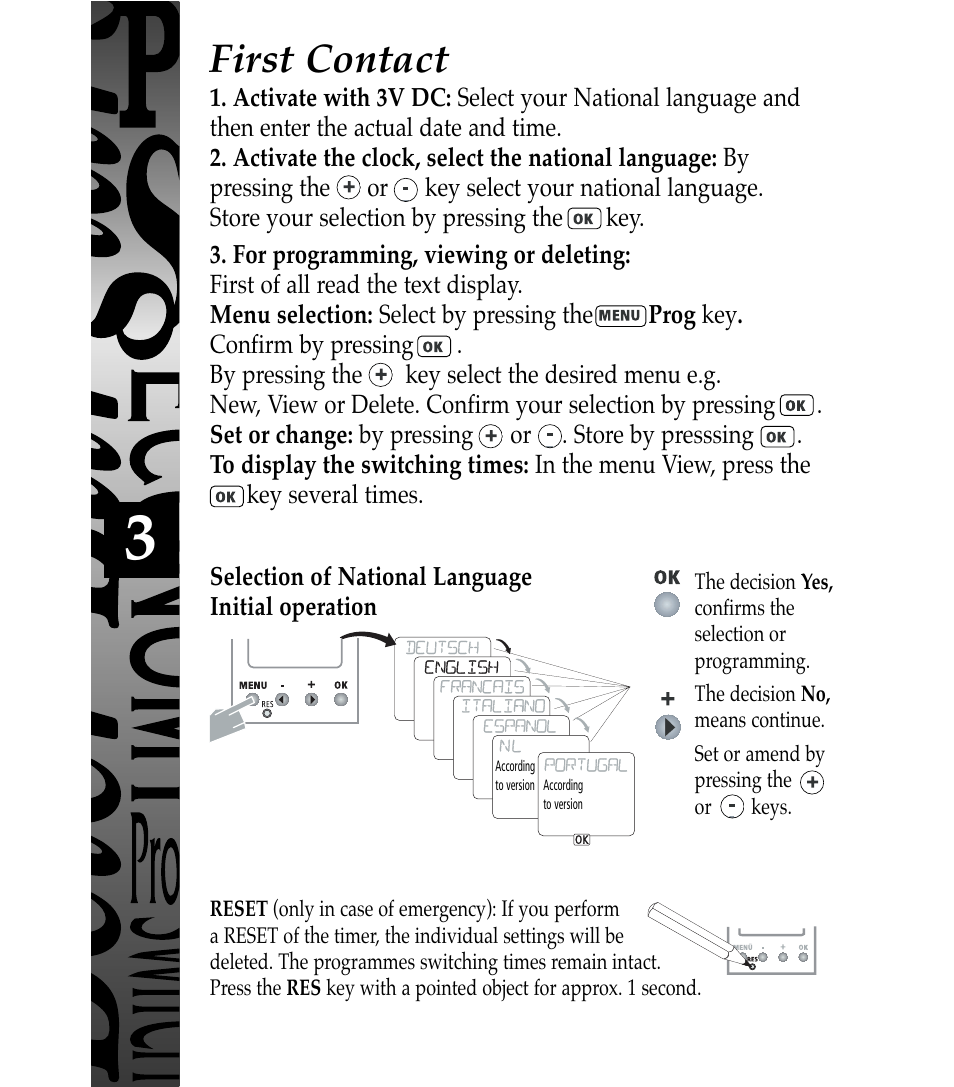 First contact | Timeguard TR 672 top User Manual | Page 4 / 12