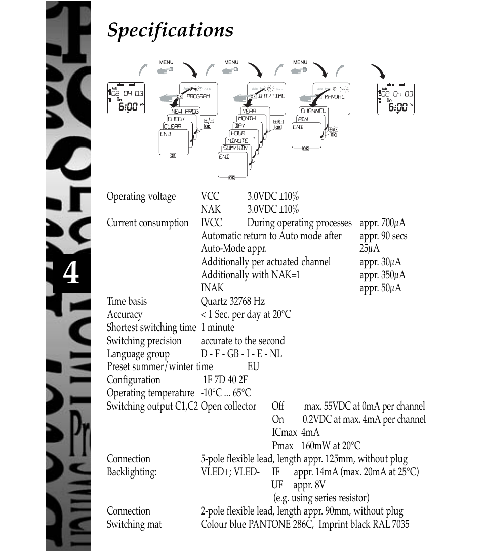 Specifications | Timeguard TR 672 top User Manual | Page 5 / 12