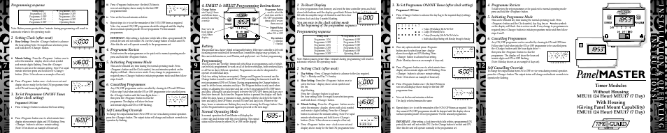 Panel master, Inst alla tion & opera ting instructions, Emu17 & meu17 programming instructions | Timeguard EMU17 User Manual | Page 5 / 7