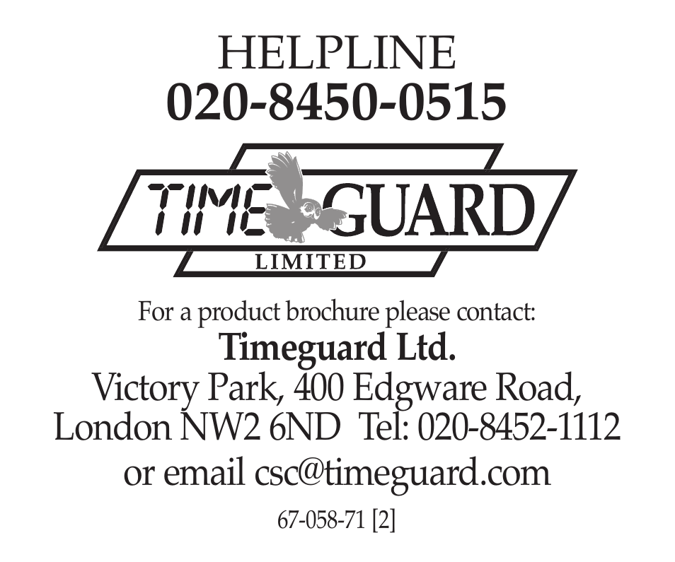 Helpline | Timeguard EMU56 User Manual | Page 12 / 12