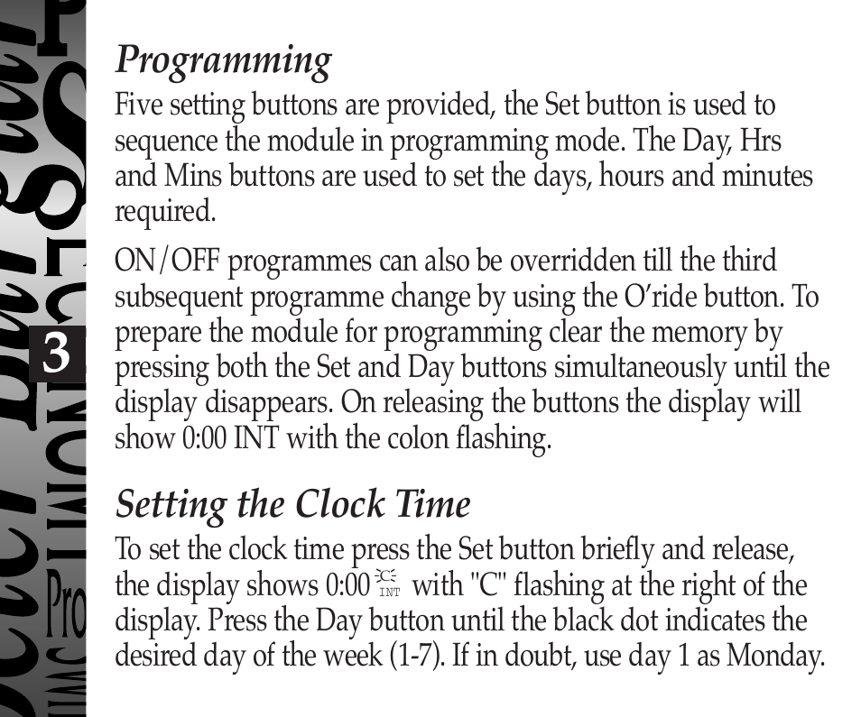 Programming, Setting the clock time | Timeguard EMU56 User Manual | Page 4 / 12