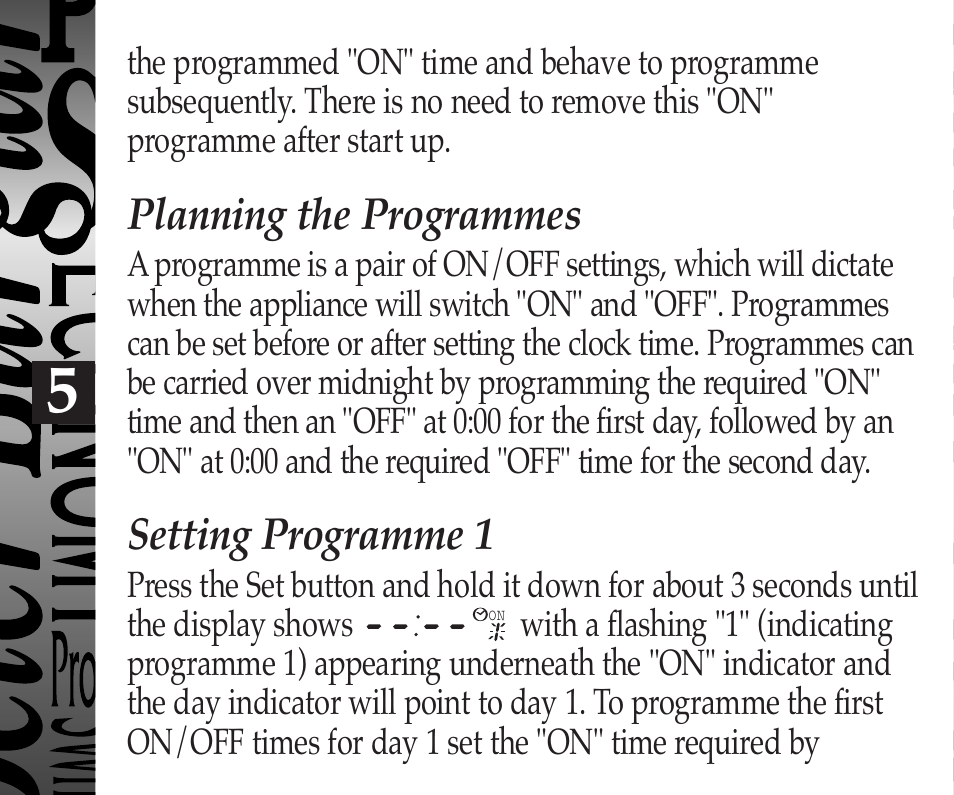 Planning the programmes, Setting programme 1 | Timeguard EMU56 User Manual | Page 6 / 12
