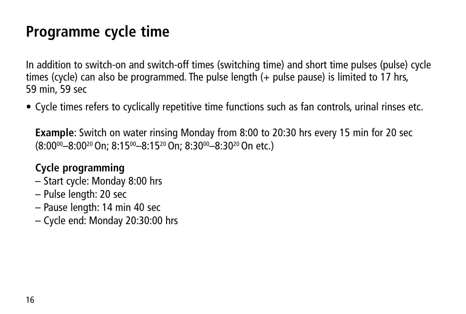 Programme cycle time | Timeguard TR 644 top2 User Manual | Page 16 / 36