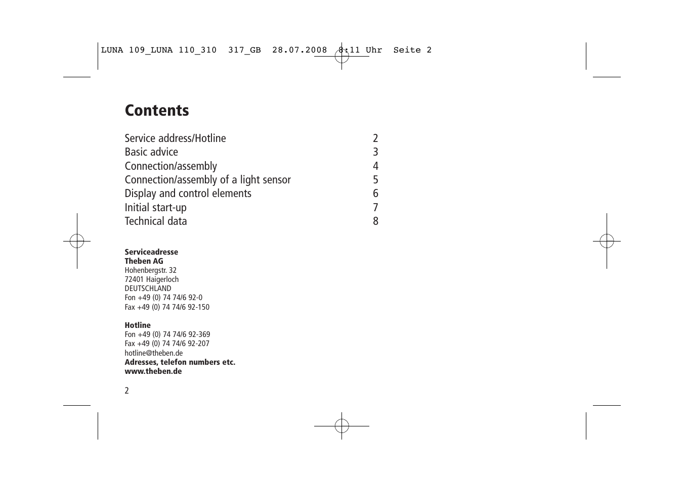 Timeguard LUNA 110 User Manual | Page 2 / 8