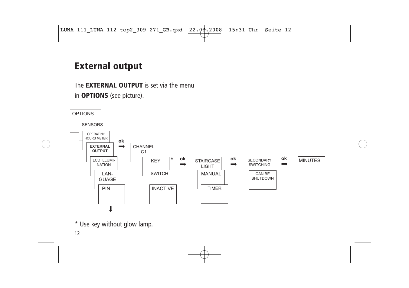 External output | Timeguard LUNA 111 top2 User Manual | Page 12 / 14
