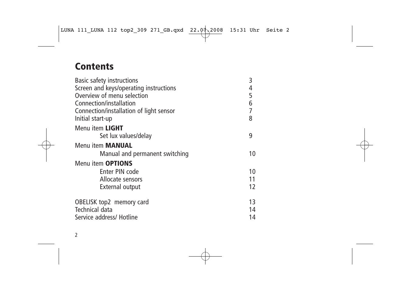Timeguard LUNA 111 top2 User Manual | Page 2 / 14