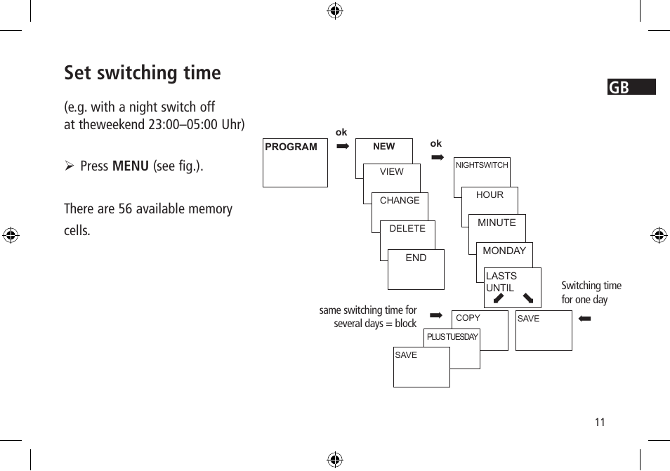 Set switching time | Timeguard LUNA 120 top2 User Manual | Page 11 / 14