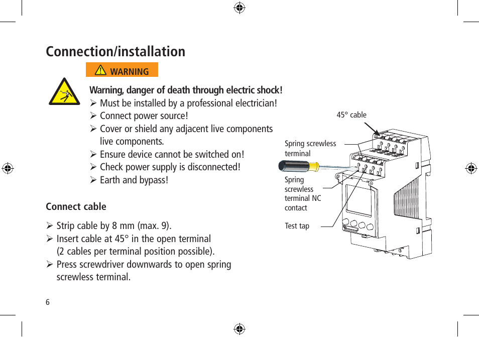 Connection/installation | Timeguard LUNA 120 top2 User Manual | Page 6 / 14