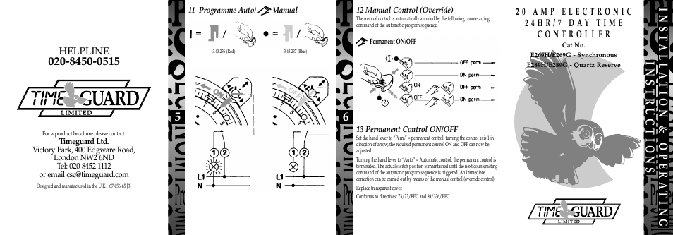 65 inst alla tion & opera ting instructions | Timeguard E269H User Manual | Page 2 / 2