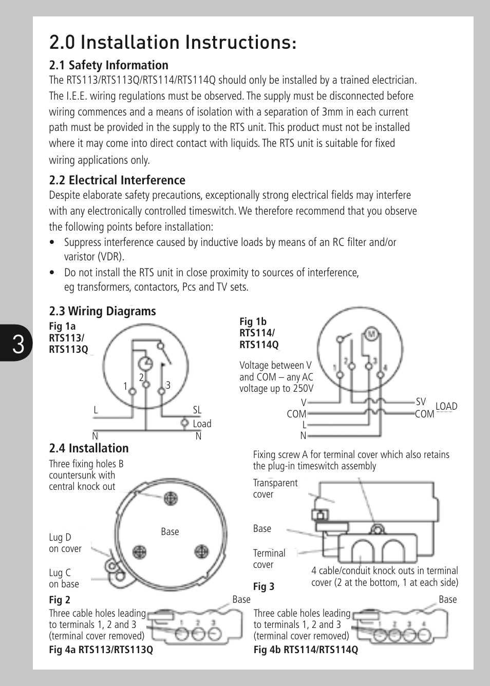 0 installation instructions | Timeguard RTS114 User Manual | Page 4 / 8