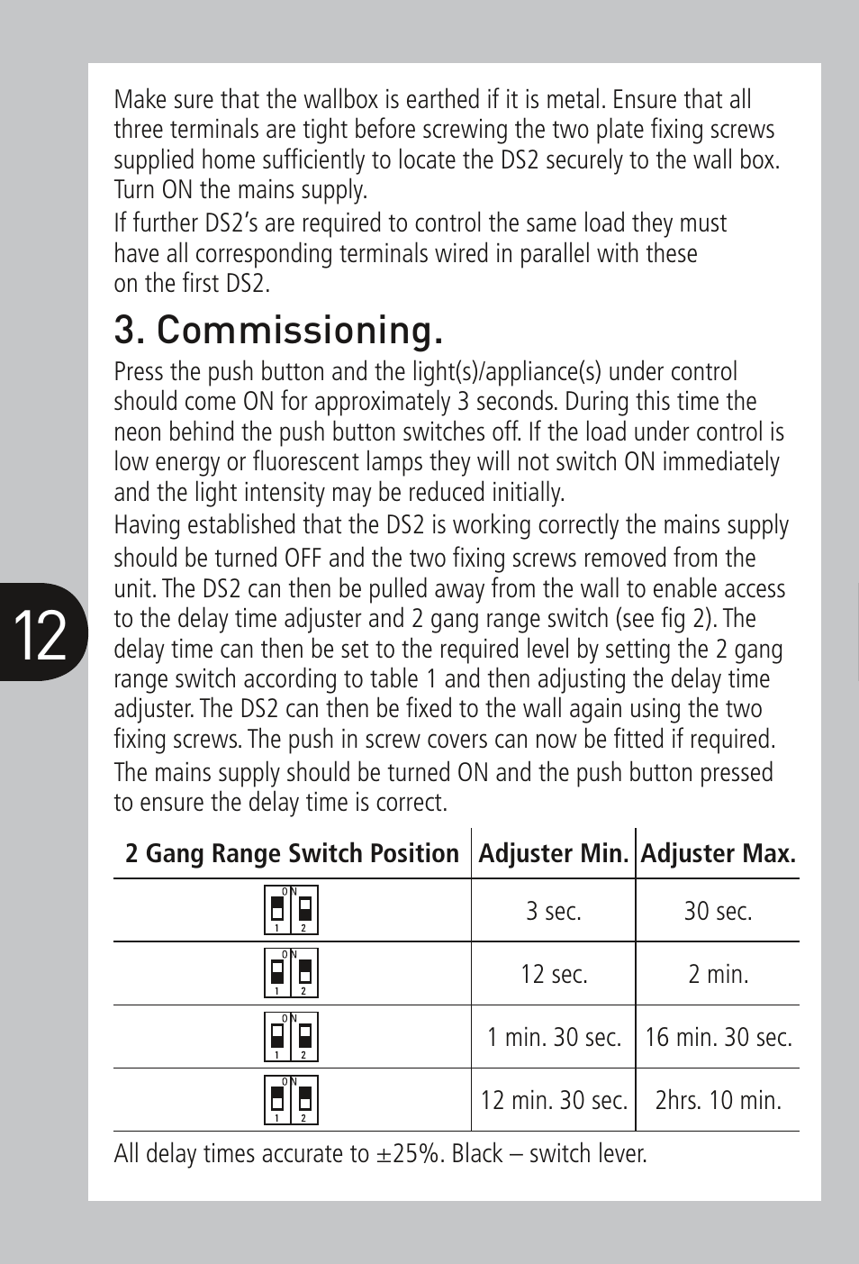 Commissioning | Timeguard DSS User Manual | Page 13 / 16