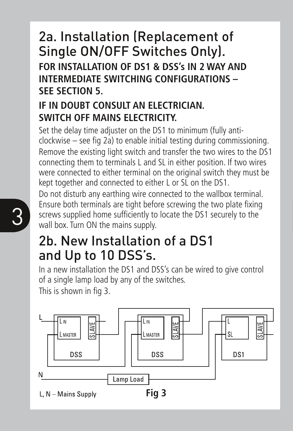 2b. new installation of a ds1 and up to 10 dss’s | Timeguard DSS User Manual | Page 4 / 16