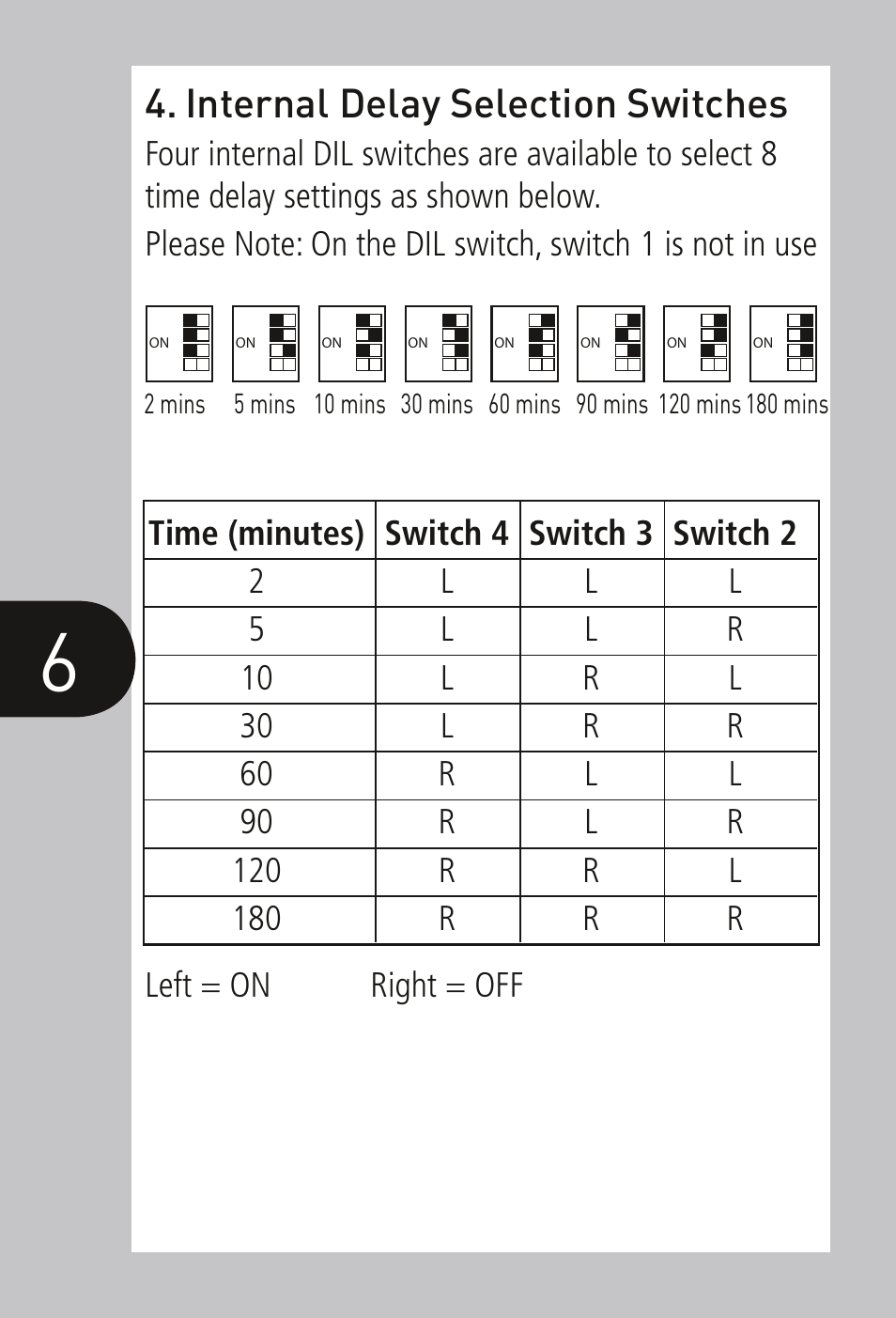 Internal delay selection switches | Timeguard DS3HD User Manual | Page 3 / 10