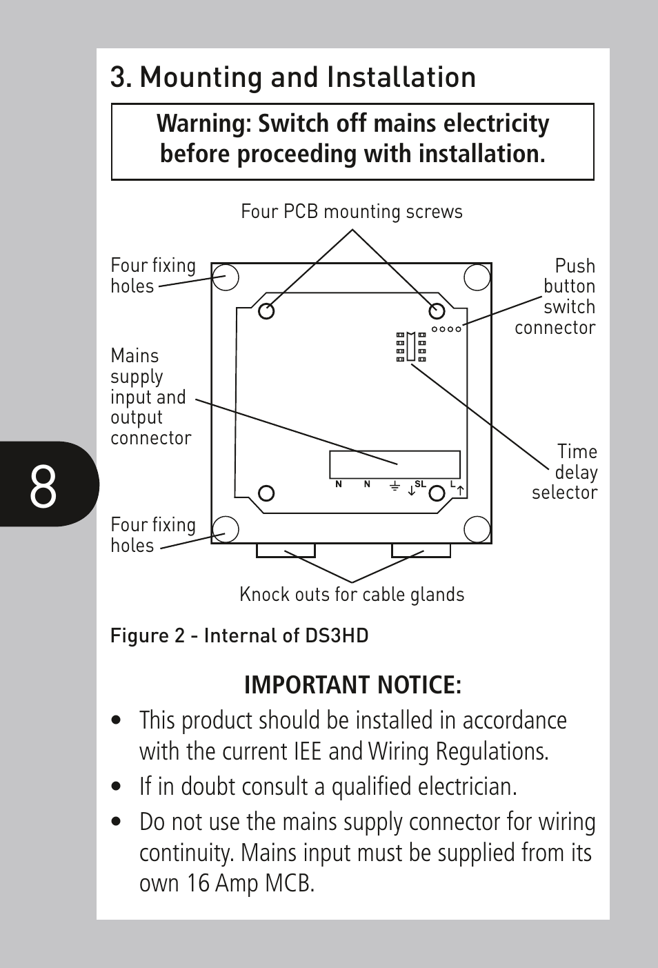 Mounting and installation | Timeguard DS3HD User Manual | Page 8 / 10