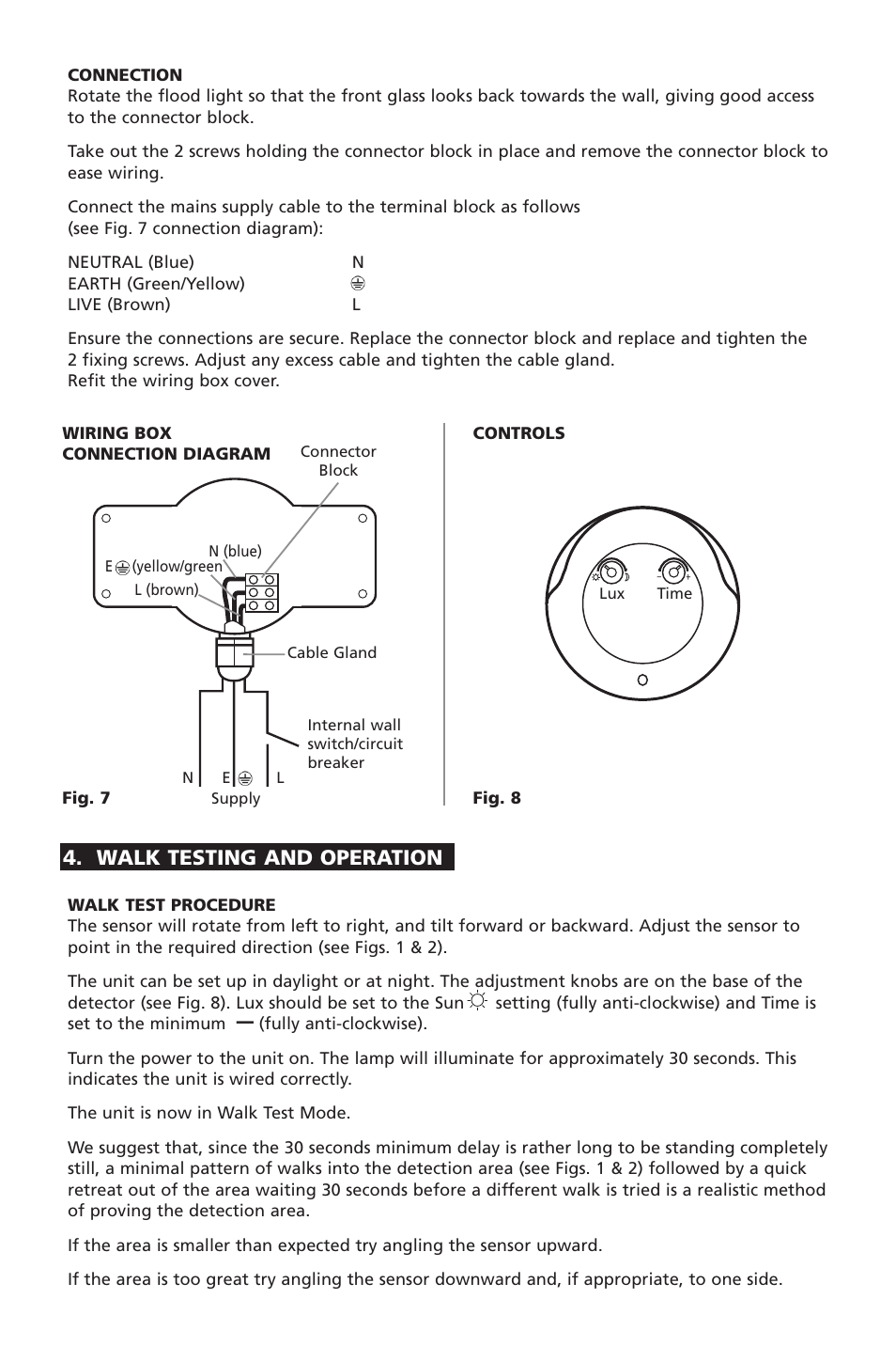 Walk testing and operation | Timeguard ECO36PIR User Manual | Page 4 / 8
