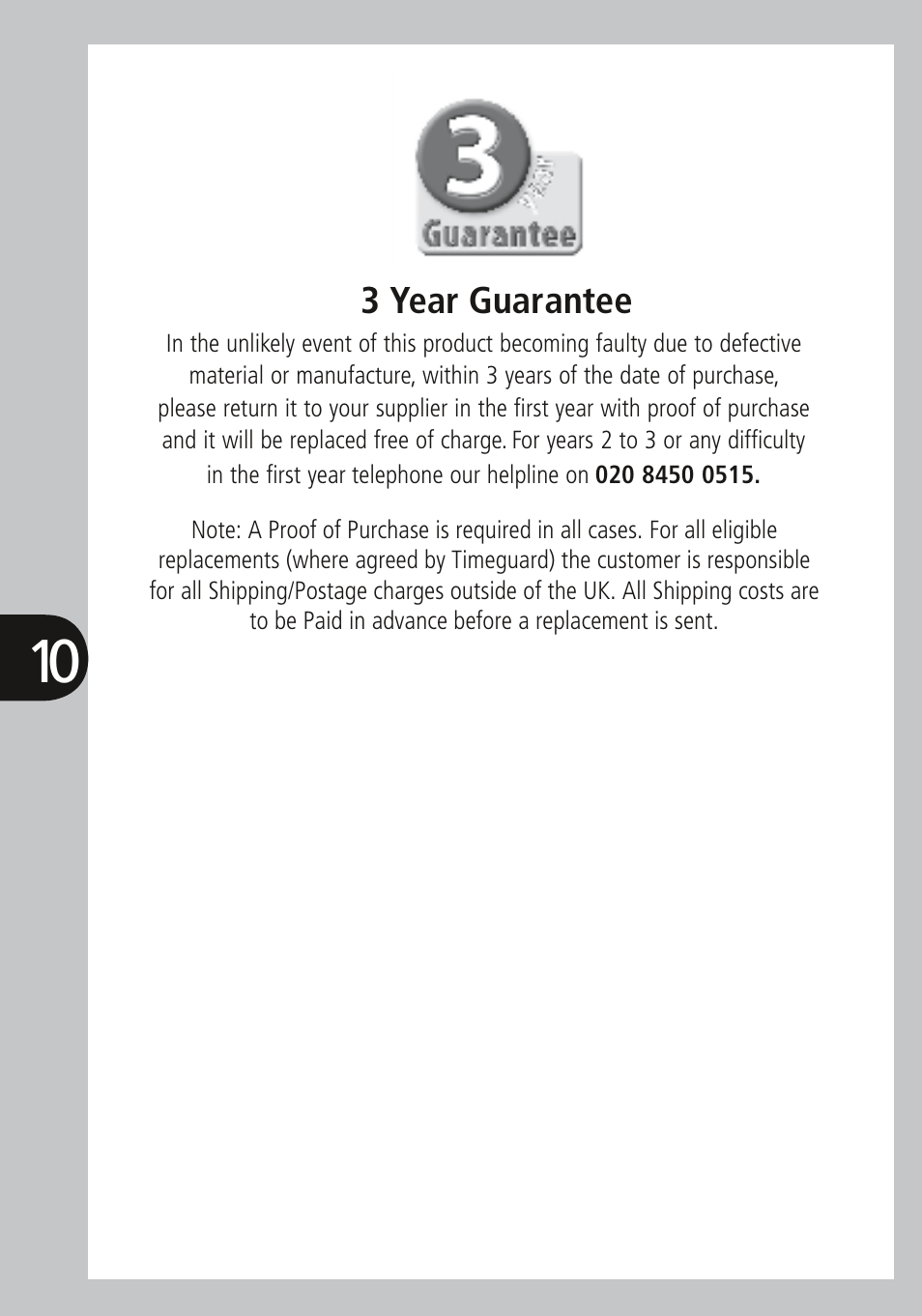 5w led energy saver pir bulkhead, Model: led88pir – black, Helpline | Ef g c d | Timeguard LED88PIR User Manual | Page 11 / 12