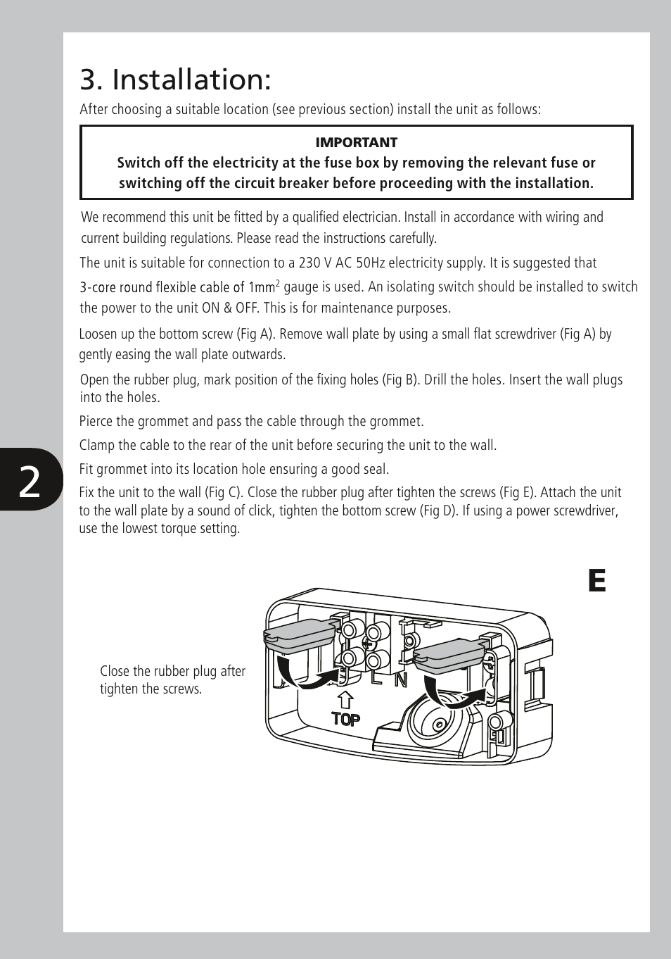General information, Selecting the location, Operating and testing | Installation, Technical specifications | Timeguard LED88 User Manual | Page 3 / 8