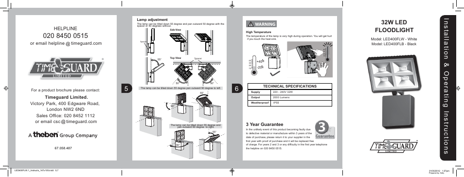 Timeguard LED400FLB User Manual | 2 pages
