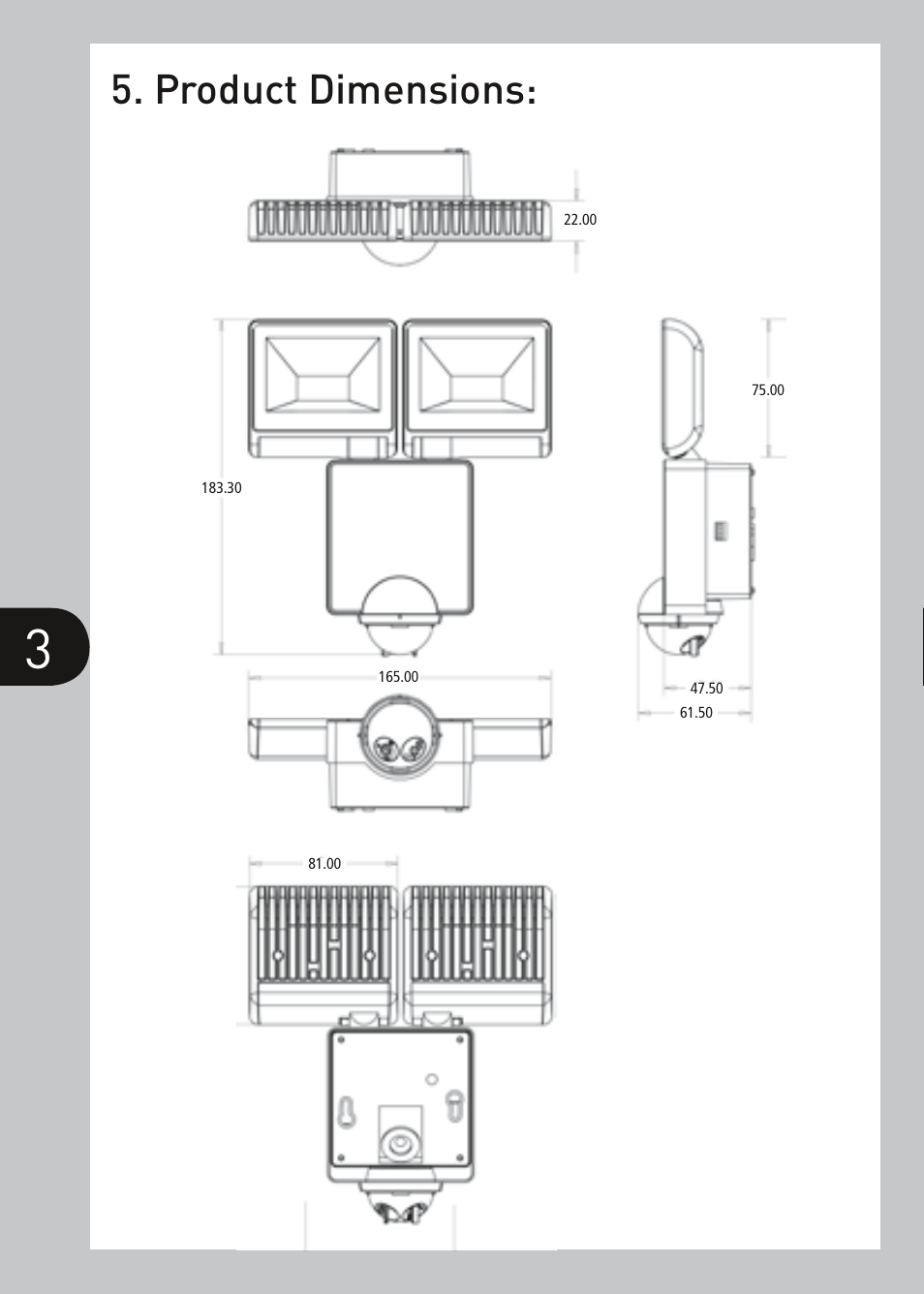 Product dimensions | Timeguard LED200PIRWH User Manual | Page 4 / 12