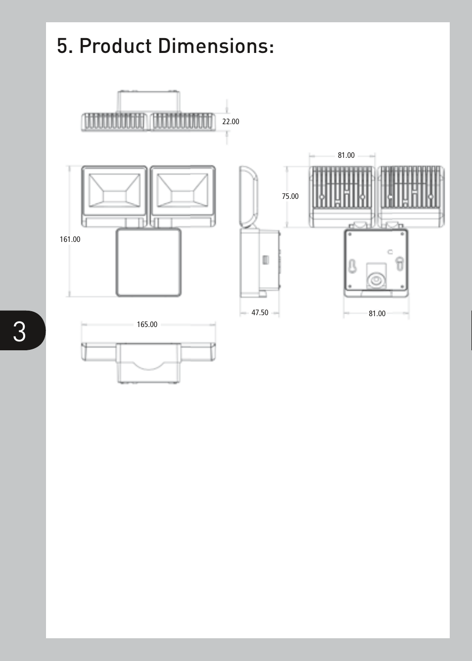 Product dimensions | Timeguard LED200FLB User Manual | Page 4 / 8
