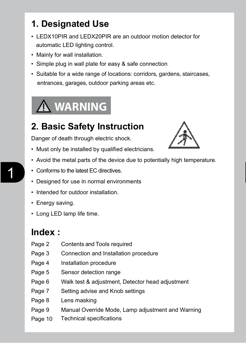 Timeguard LEDX20PIRB User Manual | Page 2 / 12
