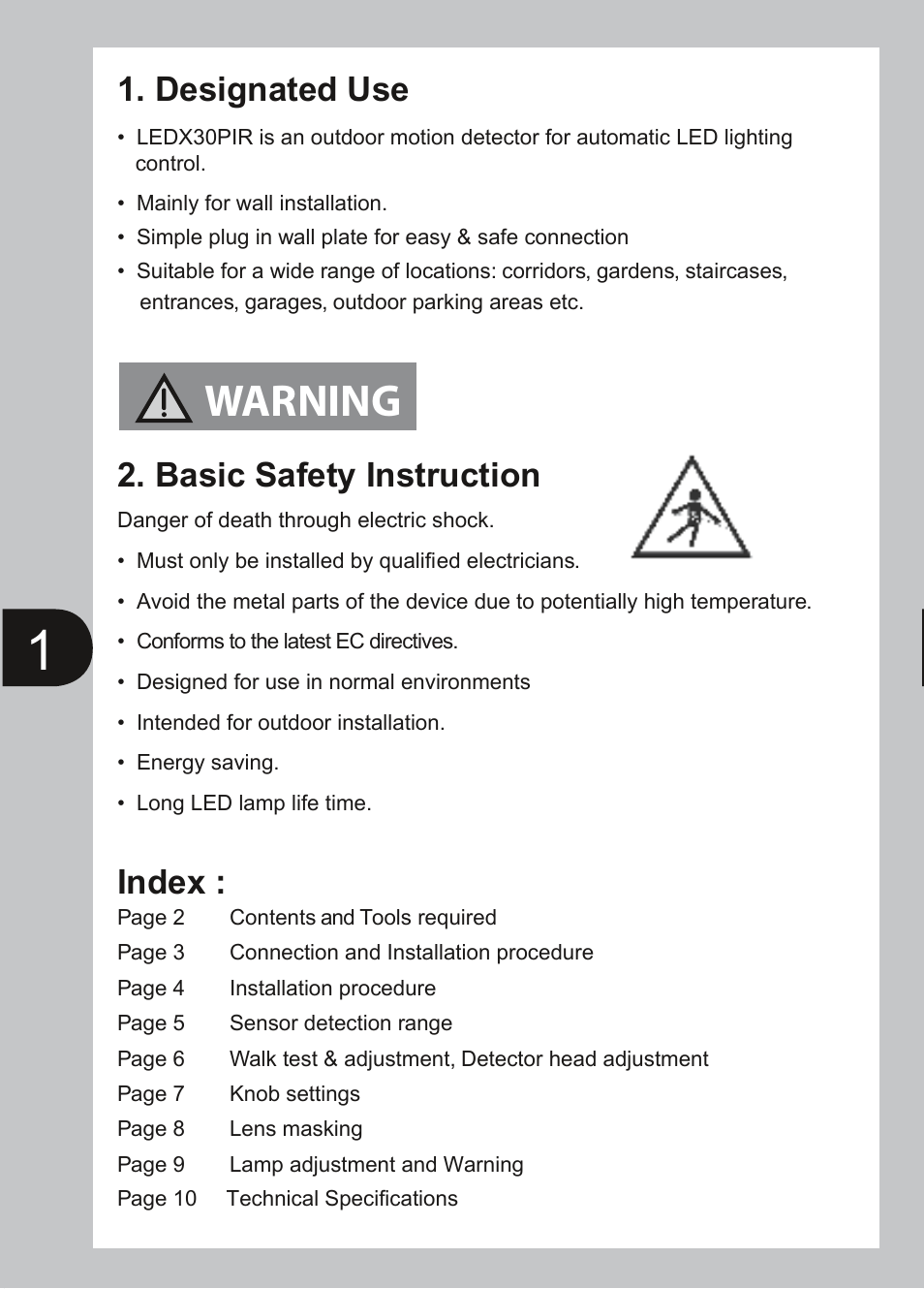 Timeguard LEDX30PIRB User Manual | Page 2 / 12