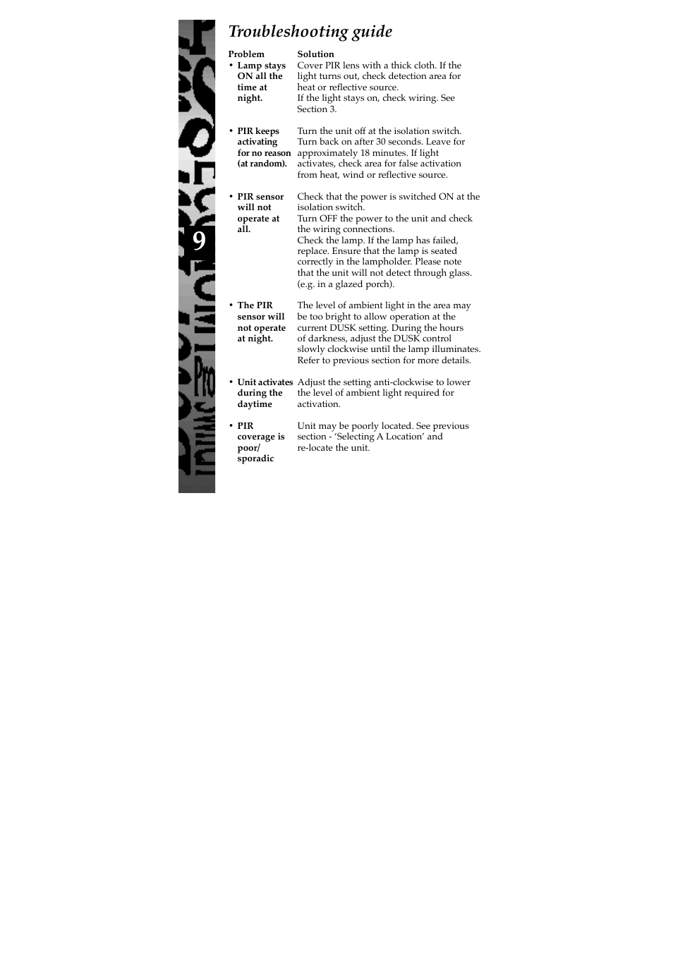 Troubleshooting guide | Timeguard SLW2400 User Manual | Page 10 / 12
