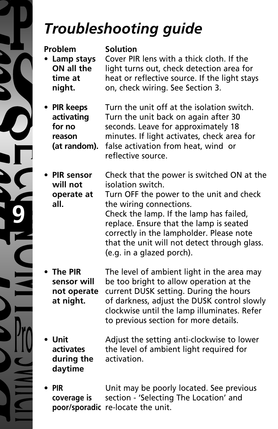 Troubleshooting guide | Timeguard MTLW3000 User Manual | Page 10 / 12