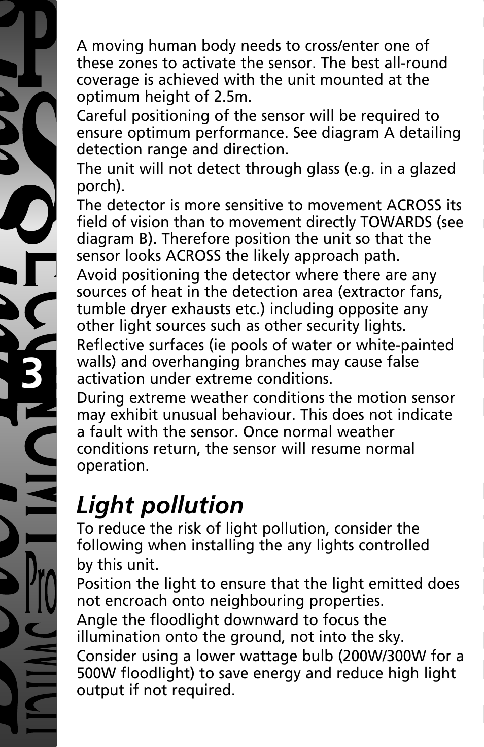 Light pollution | Timeguard MTLW3000 User Manual | Page 4 / 12