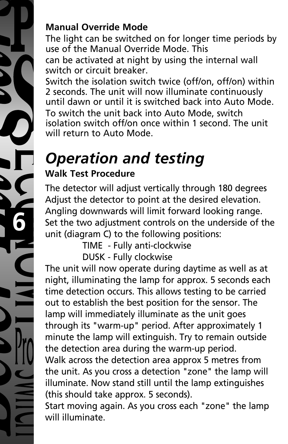 Operation and testing | Timeguard MTLW3000 User Manual | Page 7 / 12