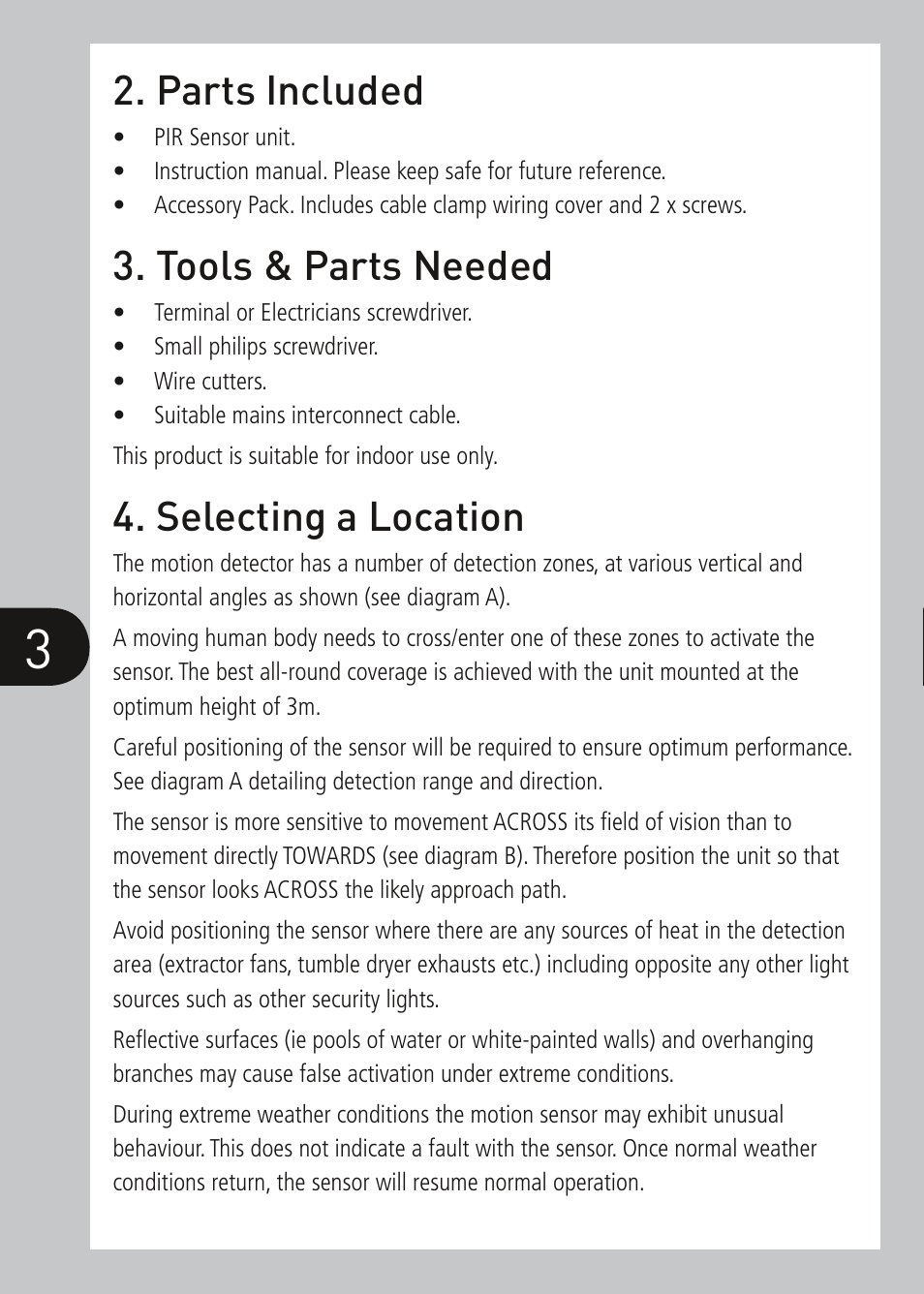 Parts included, Tools & parts needed, Selecting a location | Timeguard PDSM1500 User Manual | Page 4 / 12