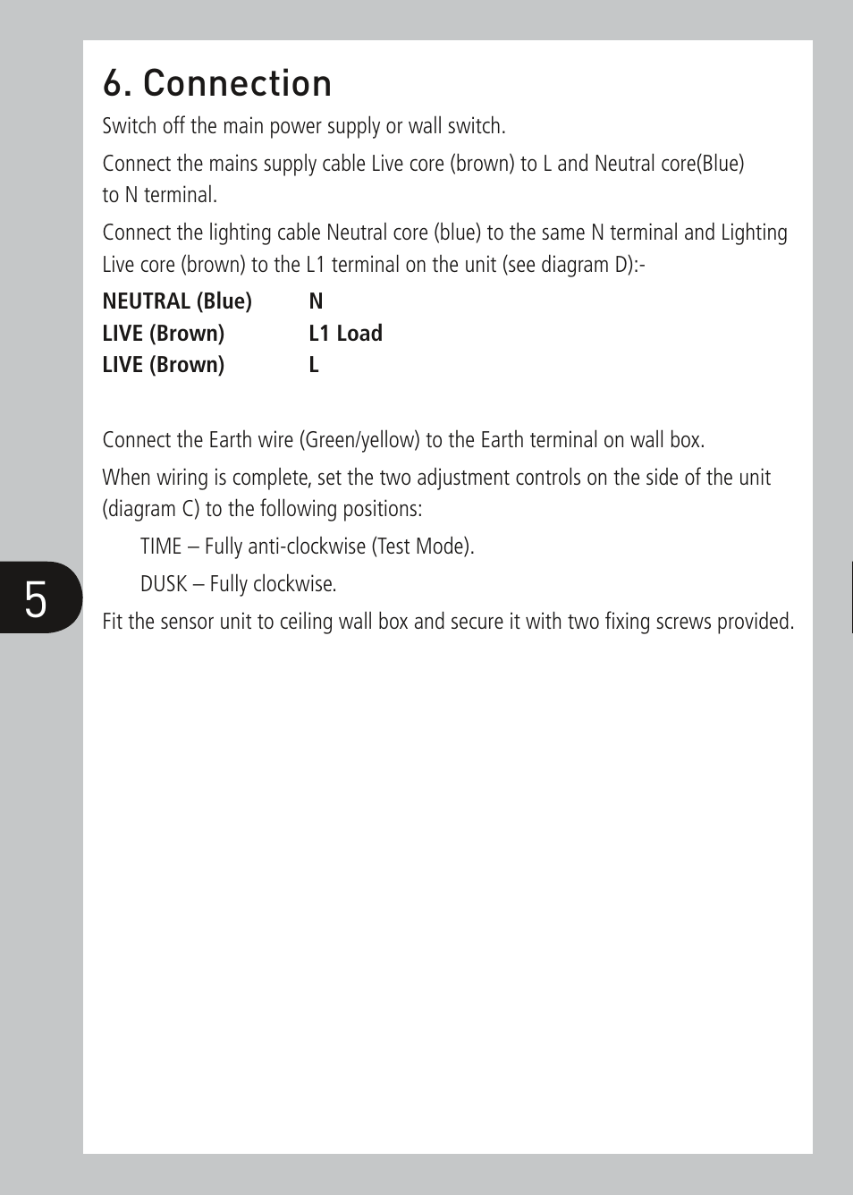 Connection | Timeguard PDSM1500 User Manual | Page 6 / 12