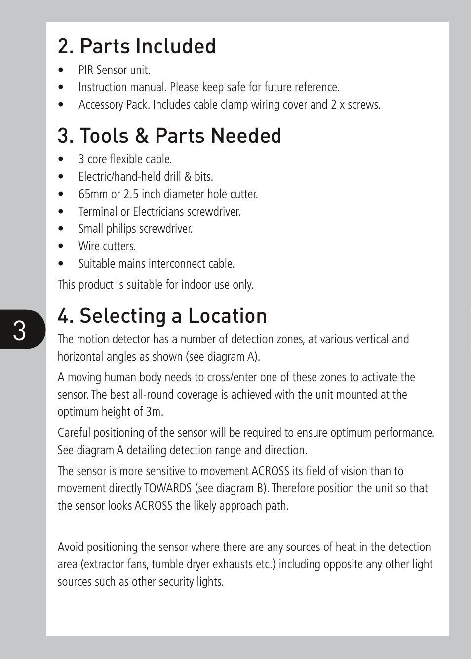 Parts included, Tools & parts needed, Selecting a location | Timeguard PDFM1500 User Manual | Page 4 / 12