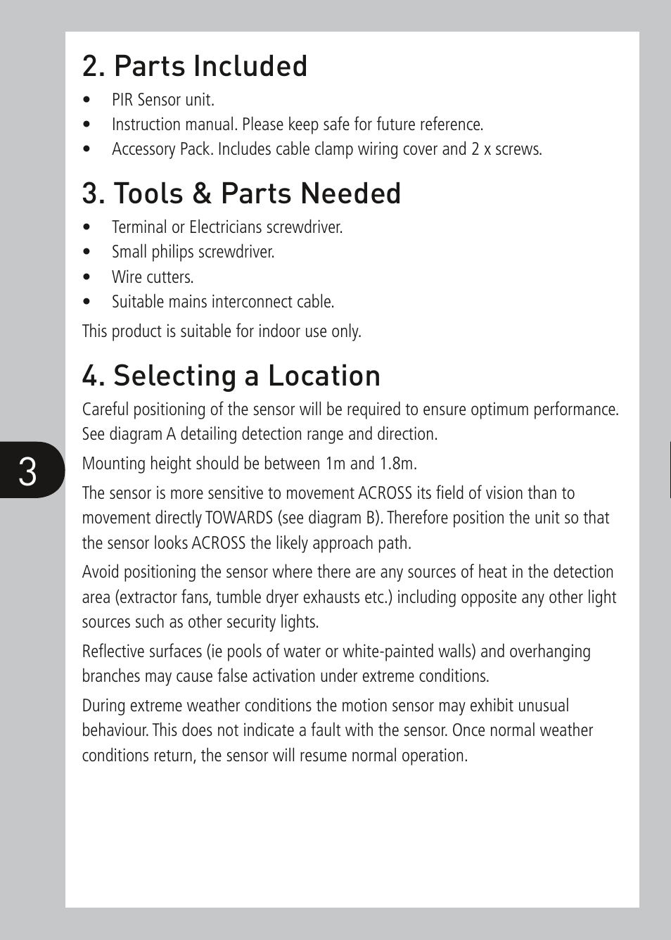 Parts included, Tools & parts needed, Selecting a location | Timeguard PDWM1500 User Manual | Page 4 / 12