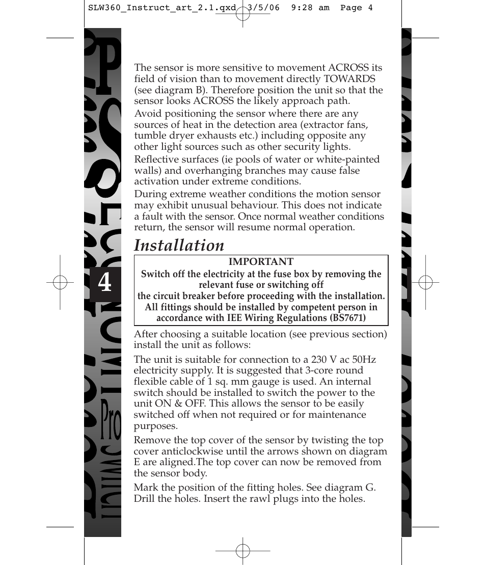 Installation | Timeguard SLW360 User Manual | Page 5 / 12