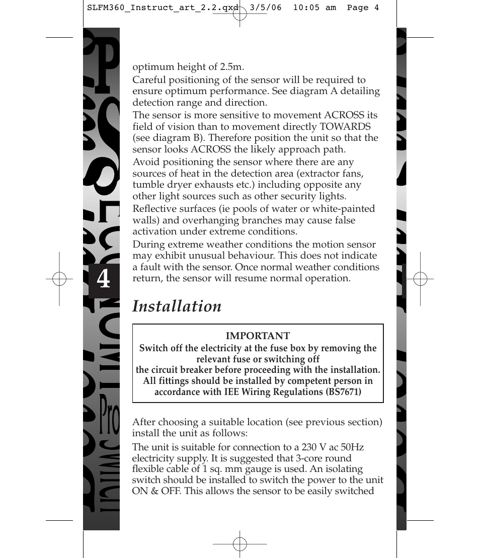 Installation | Timeguard SLFM360 User Manual | Page 5 / 12