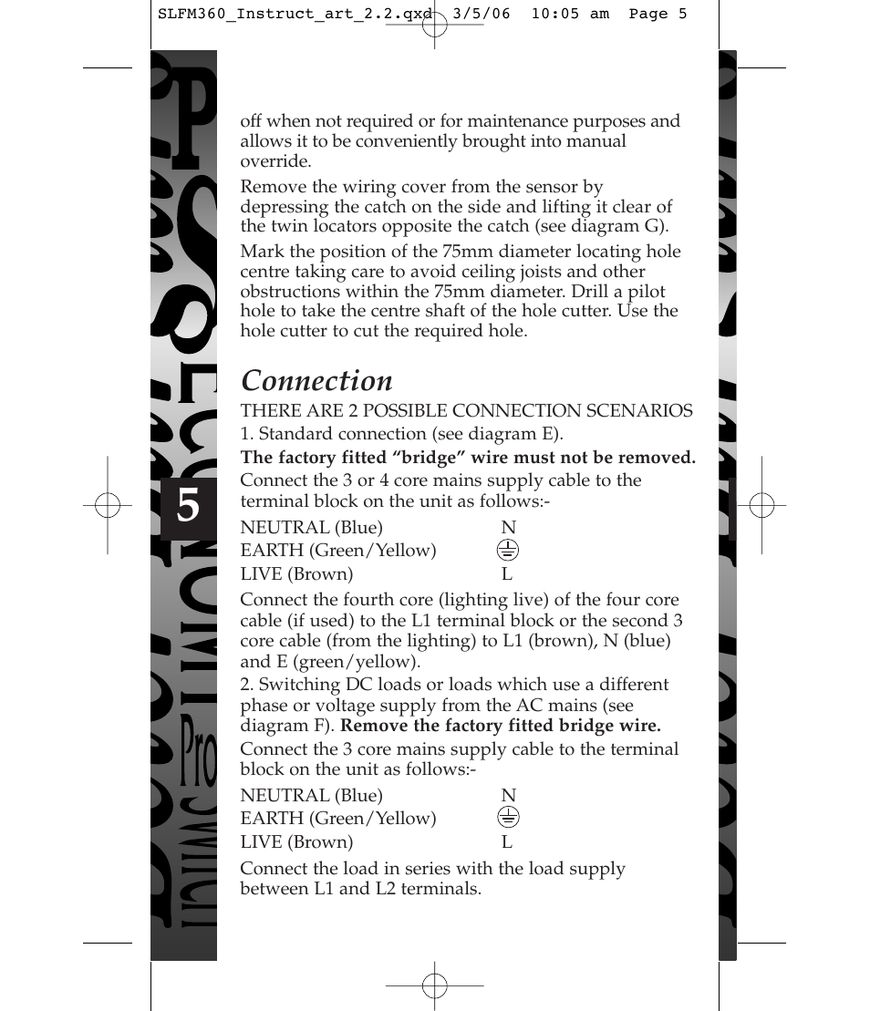 Connection | Timeguard SLFM360 User Manual | Page 6 / 12