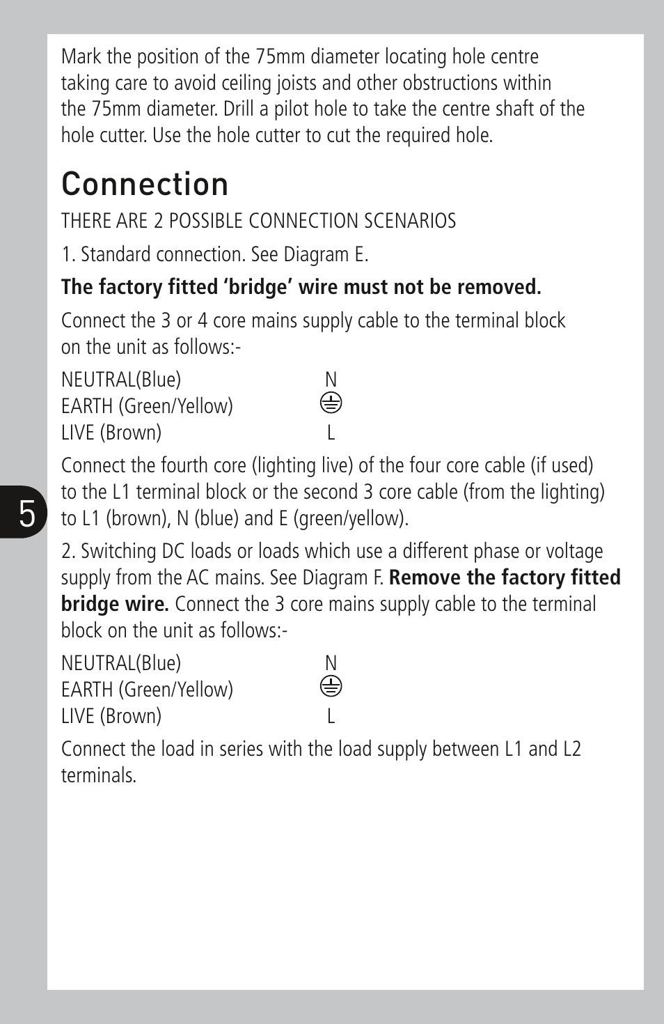 Connection | Timeguard SLFM360L User Manual | Page 6 / 12