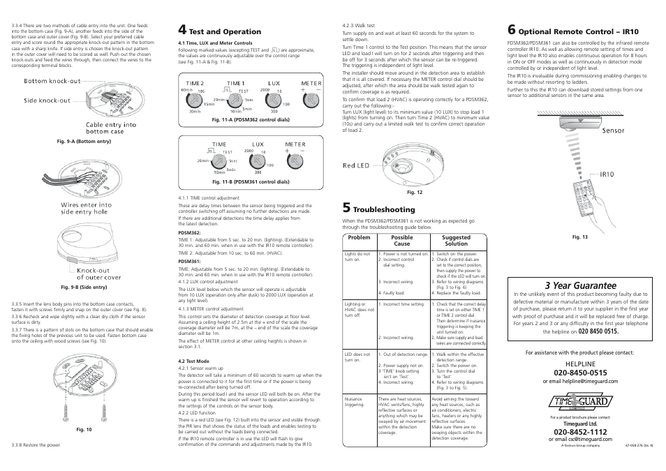 3 year guarantee | Timeguard PDSM362 User Manual | Page 2 / 2
