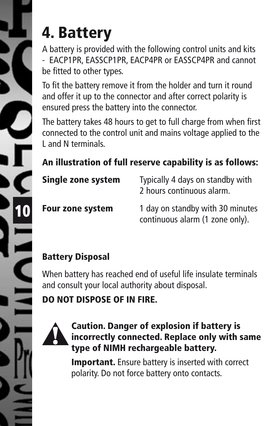 Battery | Timeguard EADS User Manual | Page 11 / 16