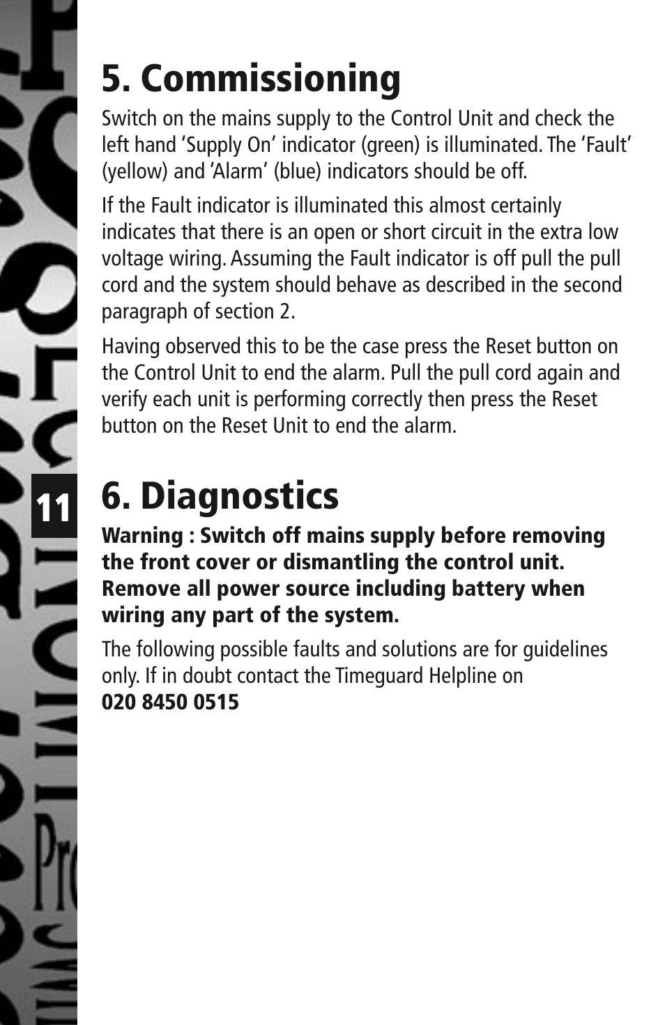 Commissioning, Diagnostics | Timeguard EADS User Manual | Page 12 / 16