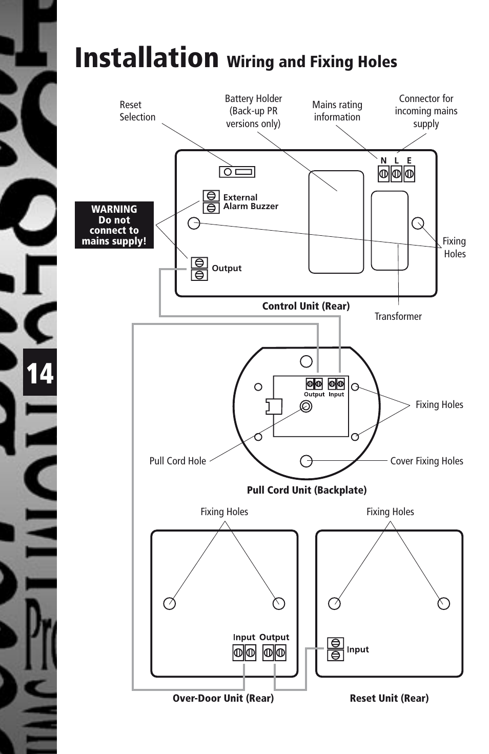 Installation, Wiring and fixing holes | Timeguard EADS User Manual | Page 15 / 16