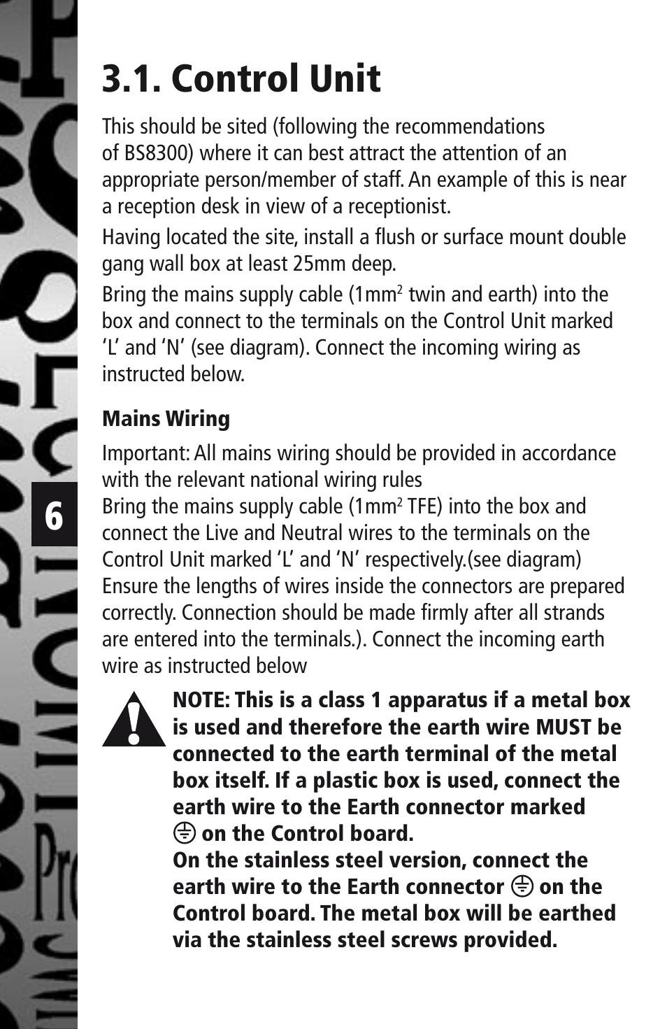 Control unit | Timeguard EADS User Manual | Page 7 / 16