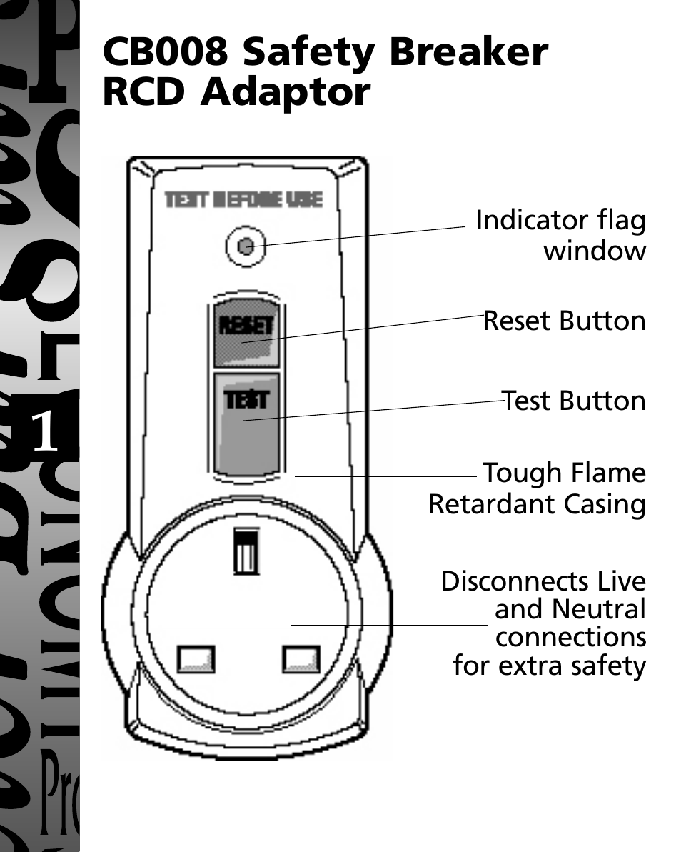 Cb008 safety breaker rcd adaptor | Timeguard CB008 User Manual | Page 2 / 8