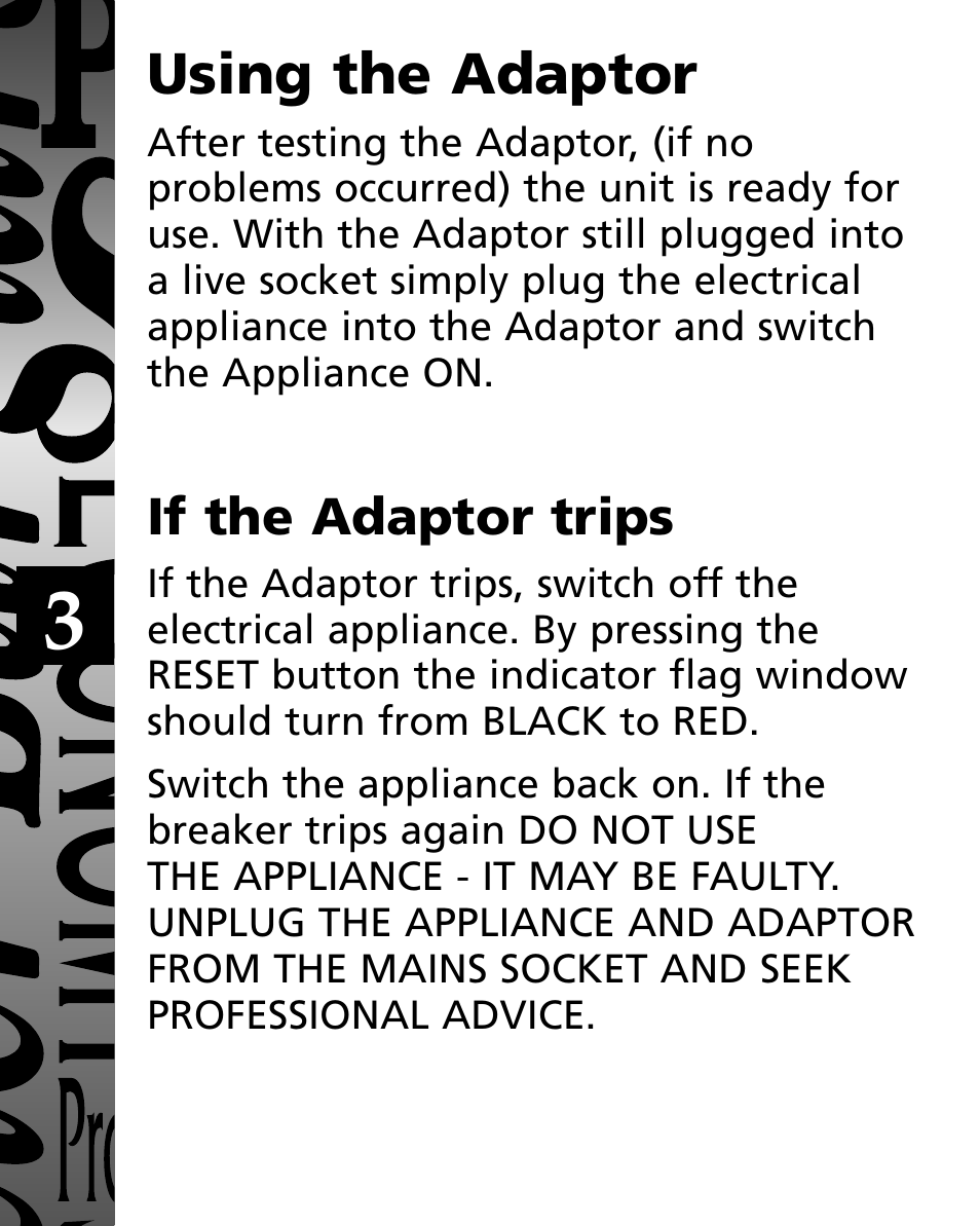 Using the adaptor, If the adaptor trips | Timeguard CB008 User Manual | Page 4 / 8