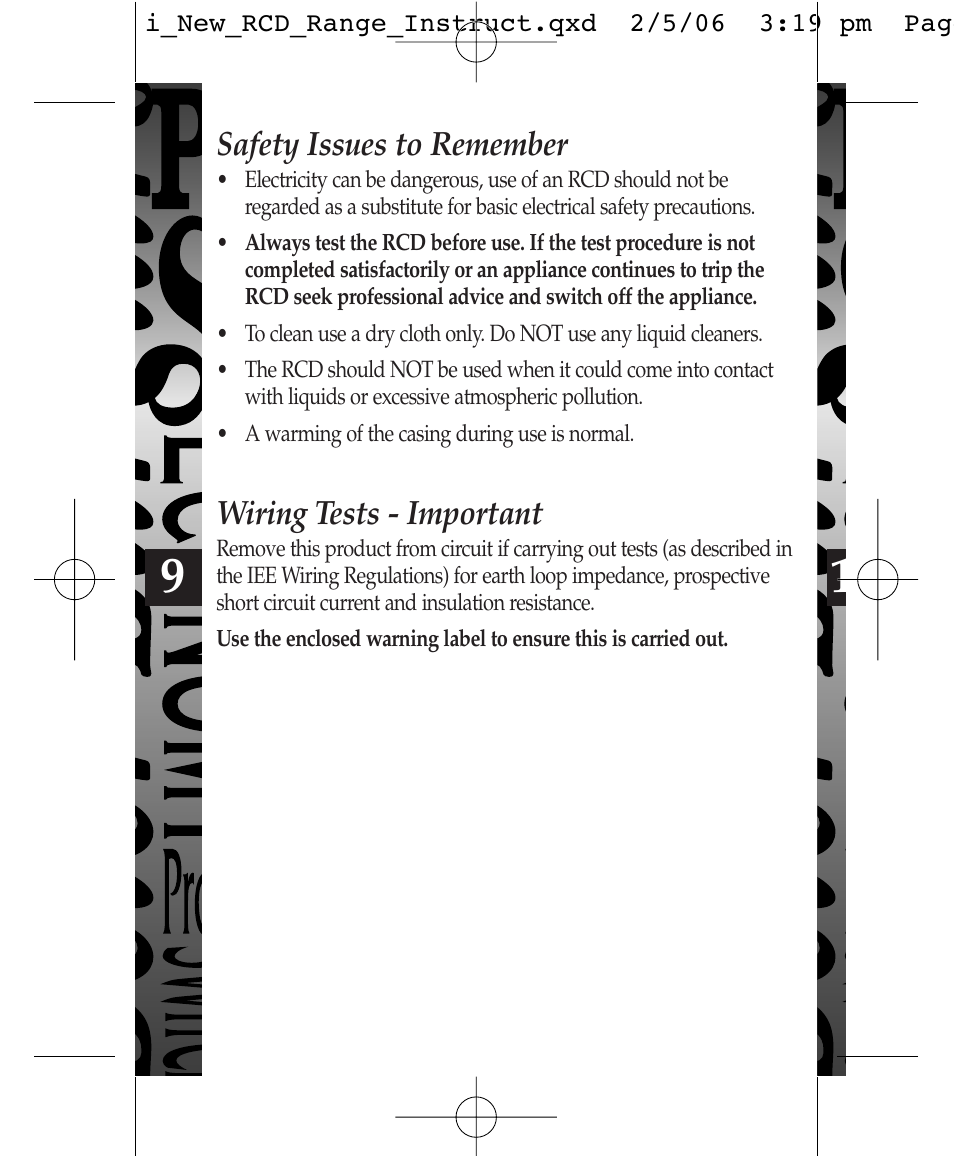 Safety issues to remember, Wiring tests - important | Timeguard TFP10WL User Manual | Page 10 / 12