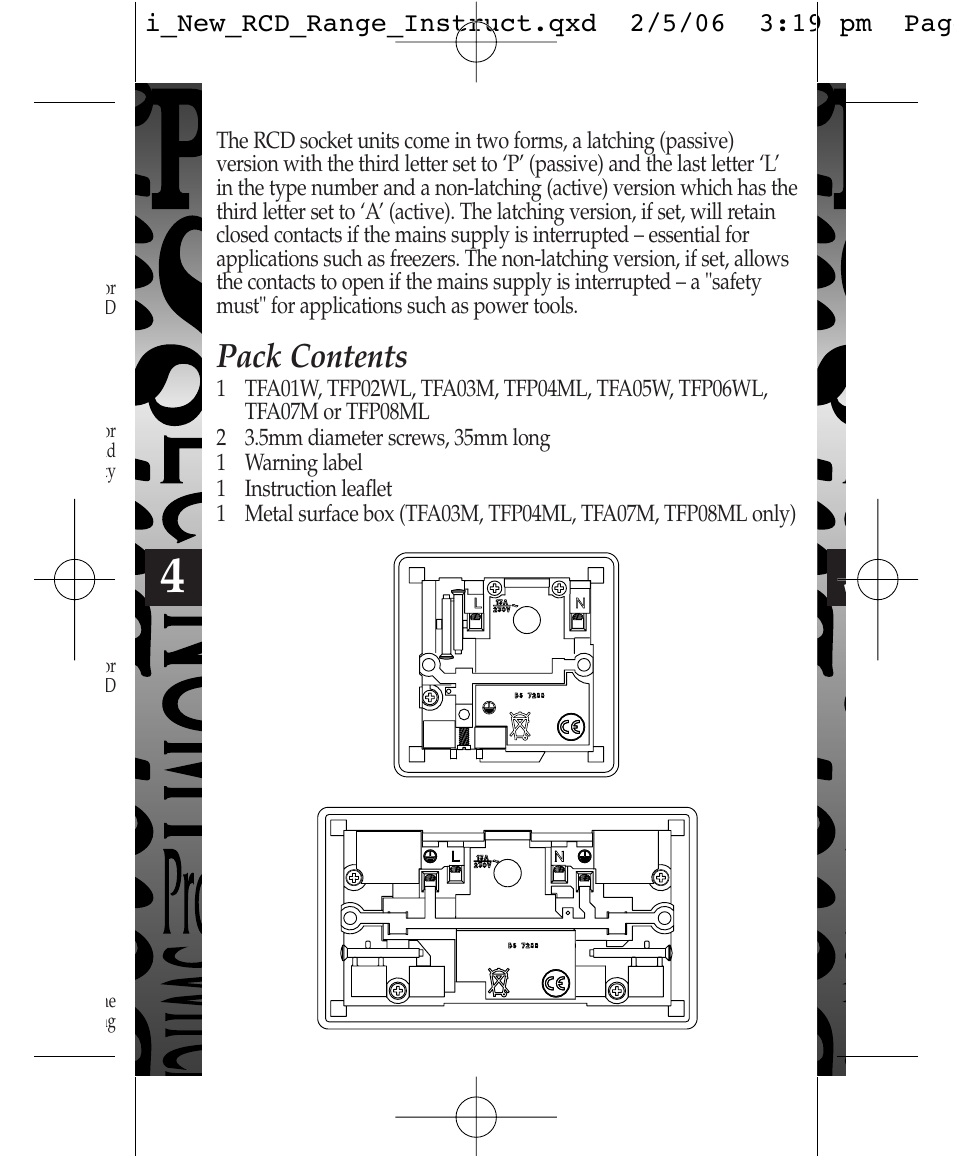Pack contents | Timeguard TFP10WL User Manual | Page 5 / 12