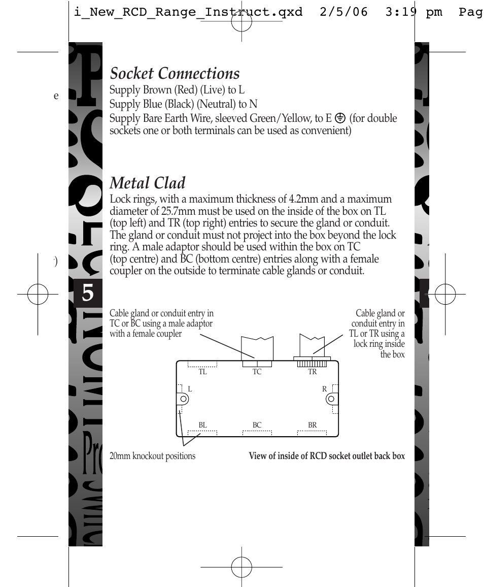 Socket connections, Metal clad | Timeguard TFP10WL User Manual | Page 6 / 12